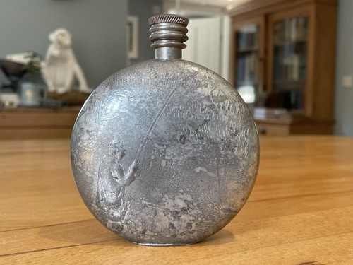 Vintage pewter fishing - pewter, hip