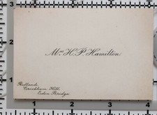 ANTIQUE CALLING CARD MRS H. P. HAMILTON ~ REDLANDS CROCKHAM HILL EDEN BRIDGE
