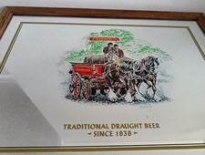 Vintage Robinson Draught Beer Advertising Mirror Brewerarian Horse Cart