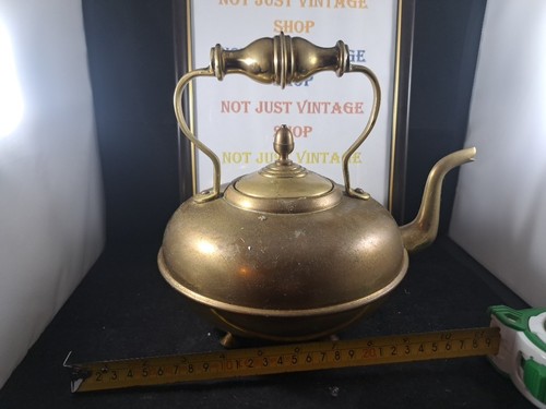 Antique brass tea kettle - antique, w
