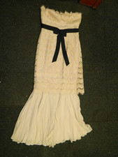 Marchesa Notte Cream Lace Long Dress, Size 10