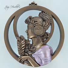 Bronze Lady Mirror Art Nouveau