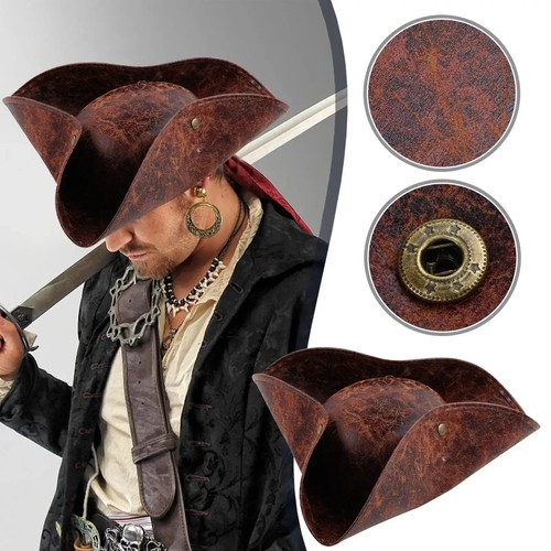 Faux leather pirate hat - leather,