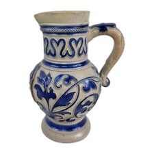 German Pottery Westerwald Salt Glaze  Jug / Pitcher apx 5.5" /13.5cm blue floral