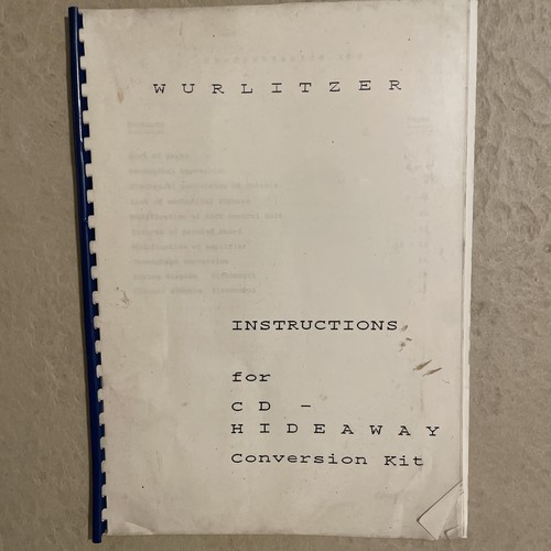 Wurlitzer instructions for - wurlitzer,