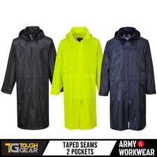 Mens Long Waterproof Jacket Hooded Lightweight Outdoor Classic Outdoor Rain Coat