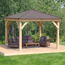 Meridian Cedar Wood Gazebo 12ft x 12ft with Aluminium Roof by Yardistry