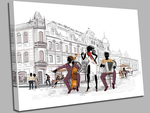 Jazz trio street music canvas - jazz,