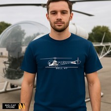 AeroArt - Classic Bell 47  Helicopter Artwork Design T-Shirt