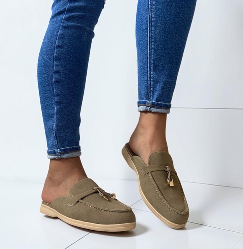 Womens khaki loafers - womens, mule