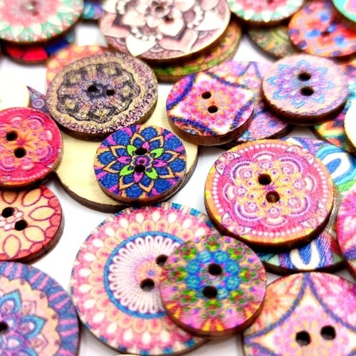 100pcs wooden sewing buttons - 100pcs,