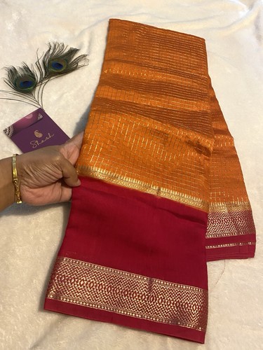 Munga cotton saree rust orange - munga,