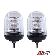2x Clear Lens LED Amber Flashing Safety Economy Light Beacon Bolt On 12V-24V R65