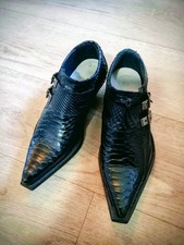 NEW ROCK M-2246-S14 NEWMAN SHOES Black Leather Buckle Steel Heel