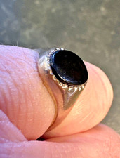 2g Vintage Hallmarked 1980 Solid Gold Mens Onyx Signet Ring Size N 9K 9ct 375