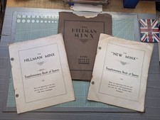 1936 Hillman Minx Book Of Spares Part Number  Catalogue & Two 1937 Supplements