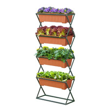 4Tier Foldable Stand Grow Plant Flower Removeable Tray Garden Patio Lawn Outdoor