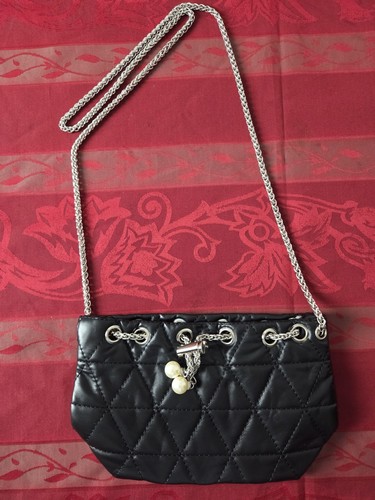 Womens black quilted faux - black,
