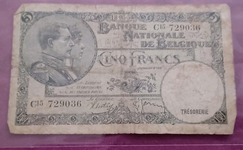 Rare belgique cino francs - rare, 5