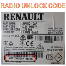 RENAULT RADIO CODE UNLOCK FOR