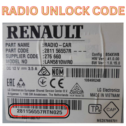Renault radio code - unlock, for