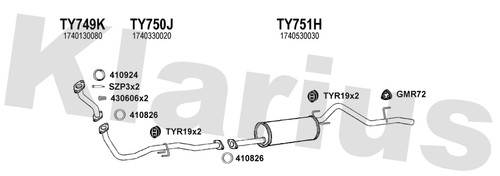 Klarius ty749k centre pipe - ty749k,
