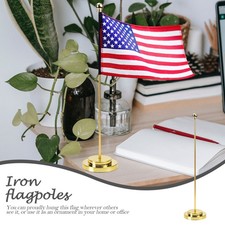 Metal Flagpole Seat Tabletop Base Mount Hardware Staff Office Stand Holder