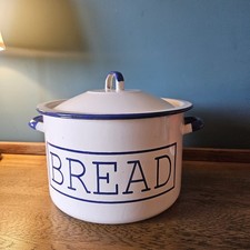Vintage Enamel Metal Bread Bin