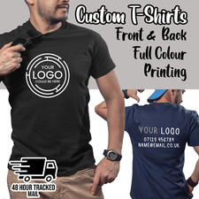 Custom T-Shirt Business Text Logo Personalised Workwear Full Colour Print Unisex