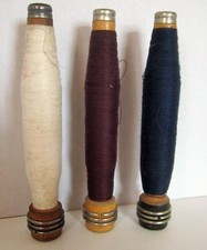 3 Antique Wooden Bobbins From