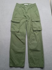 Bershka Women's Cargo Pants Size 10 Khaki Green 31"Leg High Rise Loose Combat