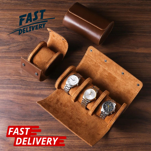 Leather watch roll storage - roll,