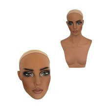 Realistic Female Mannequin Head, Wig Showing Stand with Makeup, Manikin Head,