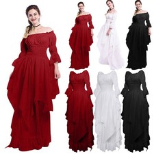 Ladies Victorian Medieval Dress Costume Renaissance Gothic Cosplay Princess Gown