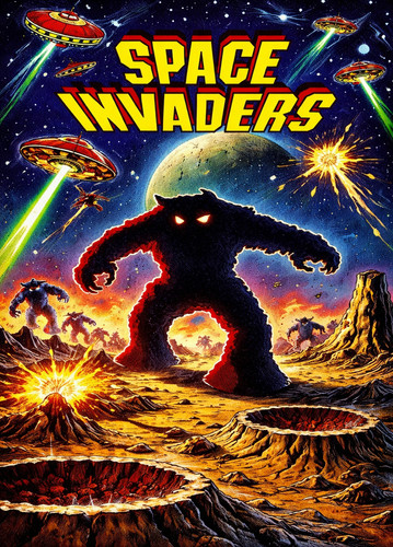 Space invaders arcade sign - space,