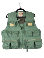 Vintage 70s Sanforized Fishing Vest Small Green Utility World Famous