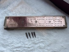 Antique brass and oak cribbage