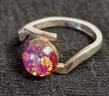 Fire Opal Style Ring Silver? Tone Size K Marked?
