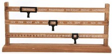 Vintage Perpetual Sliding Wooden Desk Calendar Rustic Gift Home Decor Calender