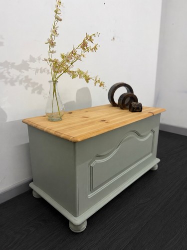Wooden toy chest hinged lid - chest,