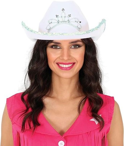 White cowboy cowgirl hat - /,