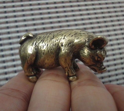 Solid brass sniffing pig - solid,