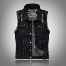 Mens Denim Black Ripped Punk