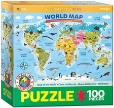 EG61005554 - Eurographics Puzzle 100 Pc - Illustrated World Map