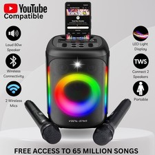 Vocal-Star Portable Bluetooth Karaoke Machine 80w Speaker Lights 2 Mics (275BT)