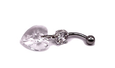 Belly bar crystal heart made with a swarovski crystal heart dangle 10 mm bar