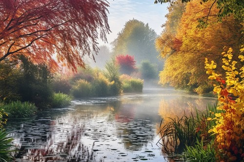 Autumn lake woodland - lake,