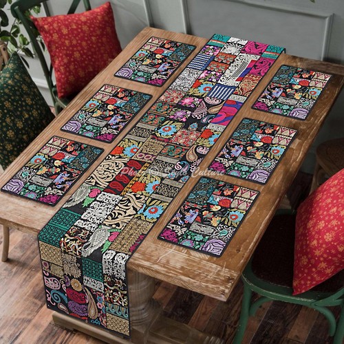 Indian cotton patchwork dining - patchwork,
