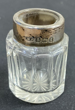Antique Inkwell with Silver Collar, Arthur Willmore Pennington, Birmingham 1906