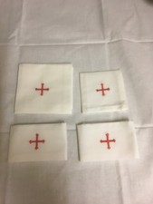 Church Linens for  Portable Communion/ Mass Sets, embroidered cross 100%  Cotton